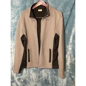 Alpine Design Mens Full Zip Fleece Jacket Gray Black Waffle Knit Mock Neck M